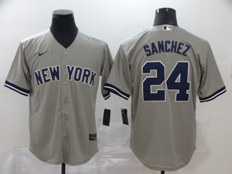 Men New York Yankees #24 Sanchez Grey Nike Game MLB Jerseys->new york yankees->MLB Jersey